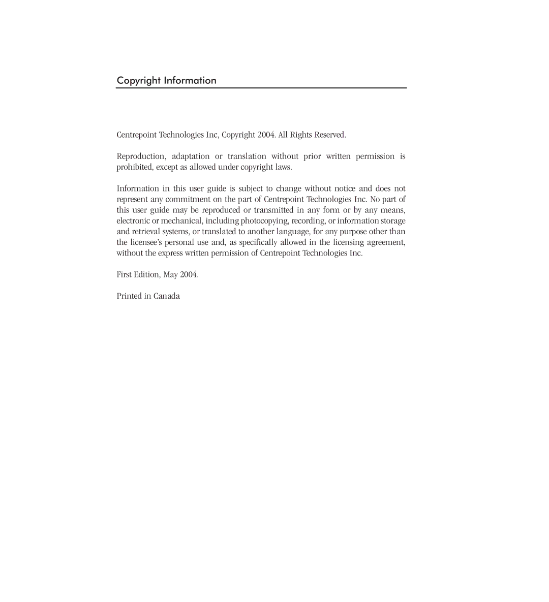 Talkswitch 48-CVA manual Copyright Information 