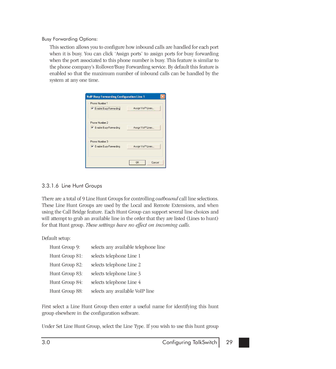 Talkswitch 48-CVA manual Line Hunt Groups 