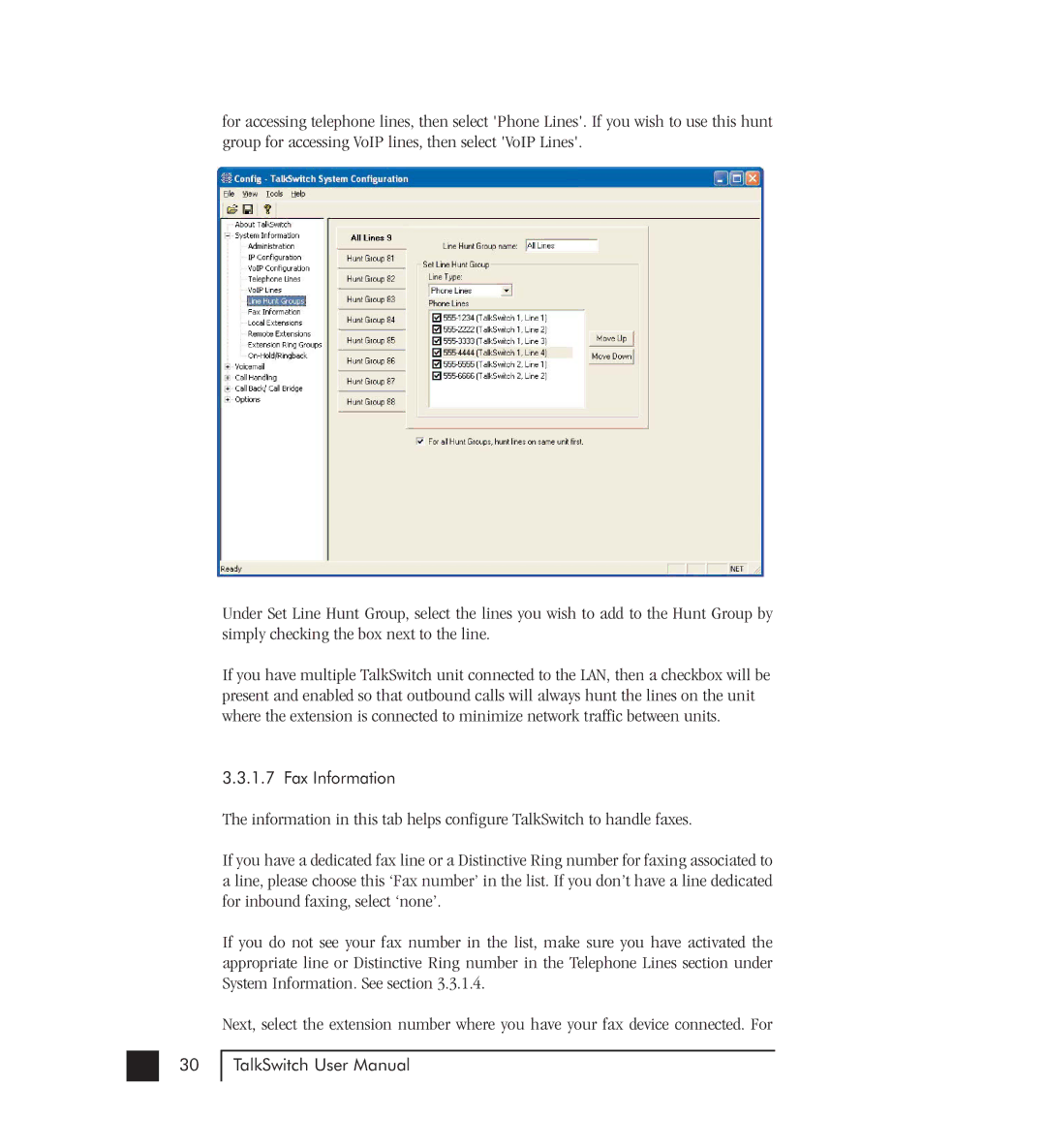 Talkswitch 48-CVA manual Fax Information 