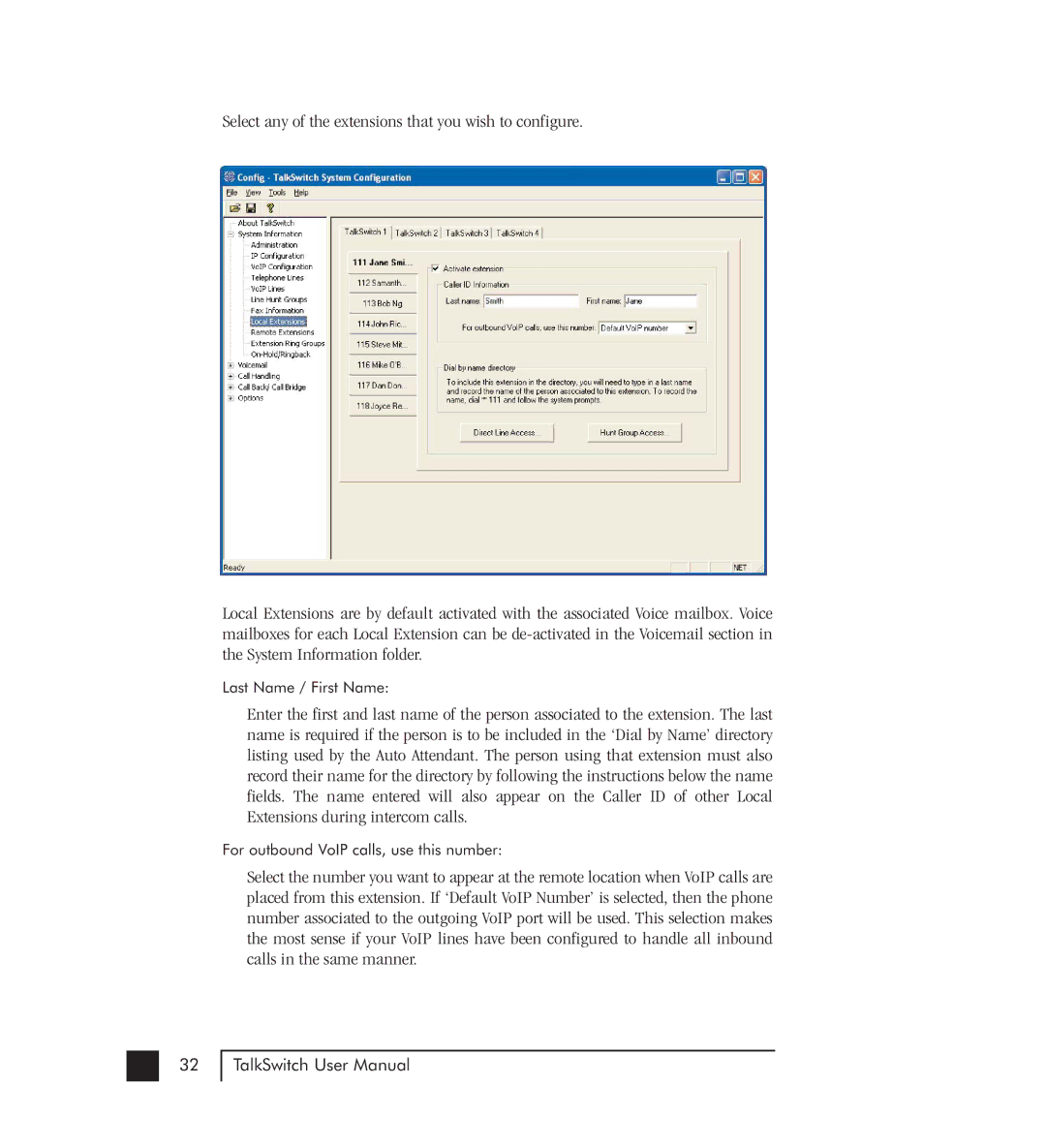 Talkswitch 48-CVA manual Last Name / First Name 