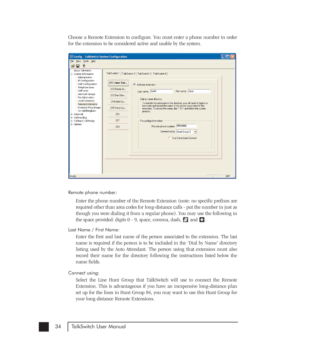 Talkswitch 48-CVA manual Remote phone number 