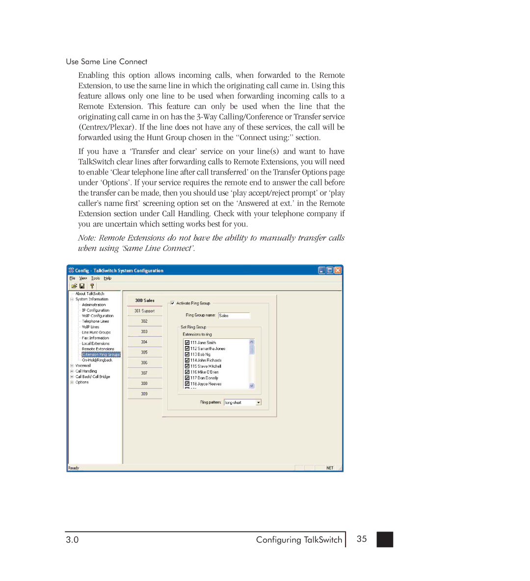 Talkswitch 48-CVA manual Use Same Line Connect 