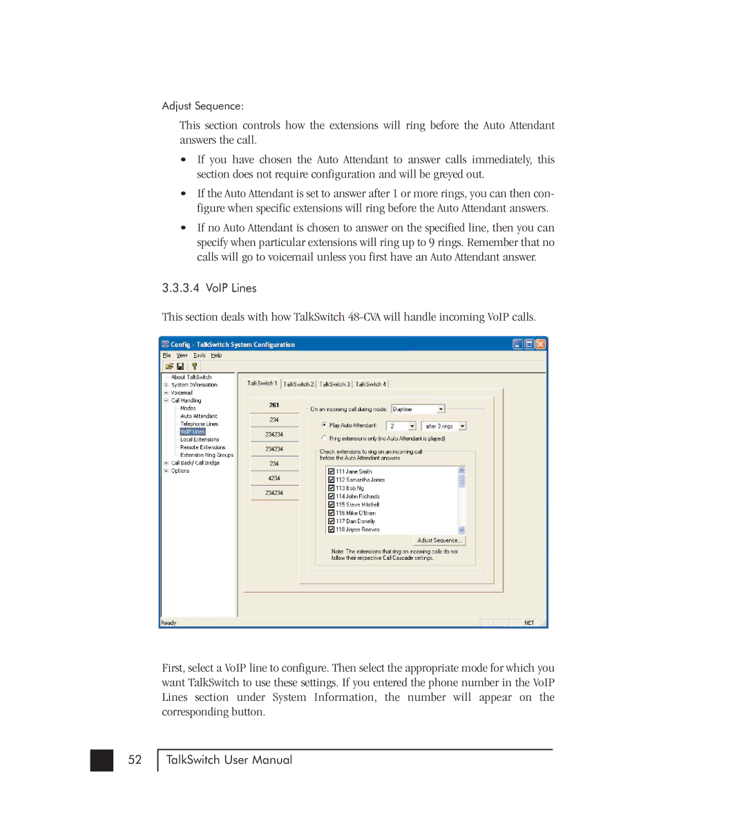 Talkswitch 48-CVA manual Adjust Sequence 