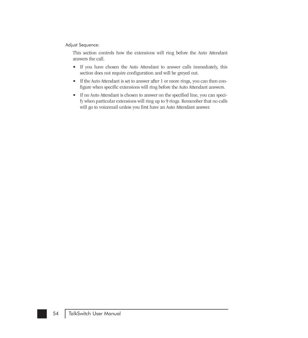 Talkswitch 48-CVA manual Adjust Sequence 