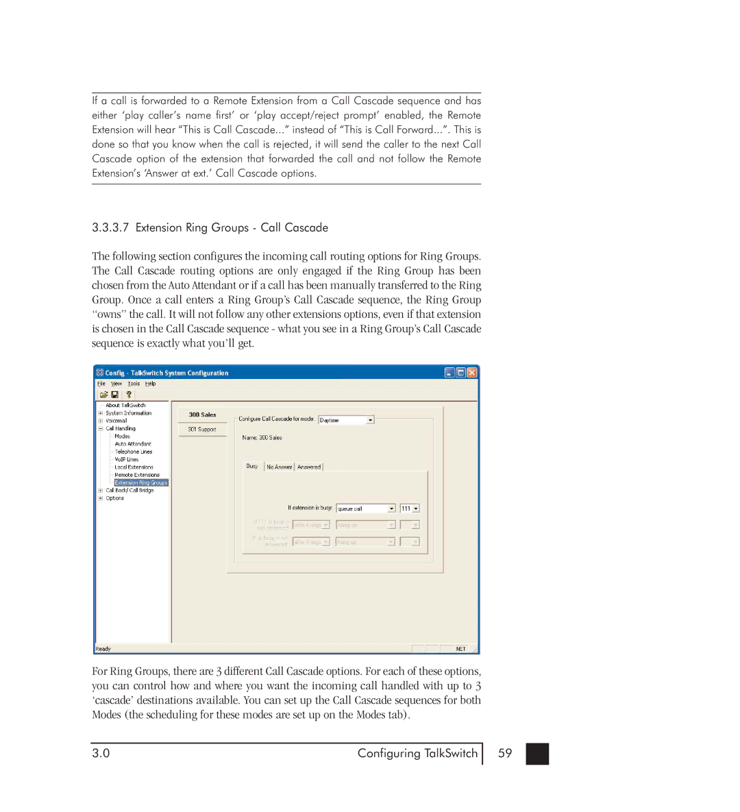 Talkswitch 48-CVA manual Extension Ring Groups Call Cascade 