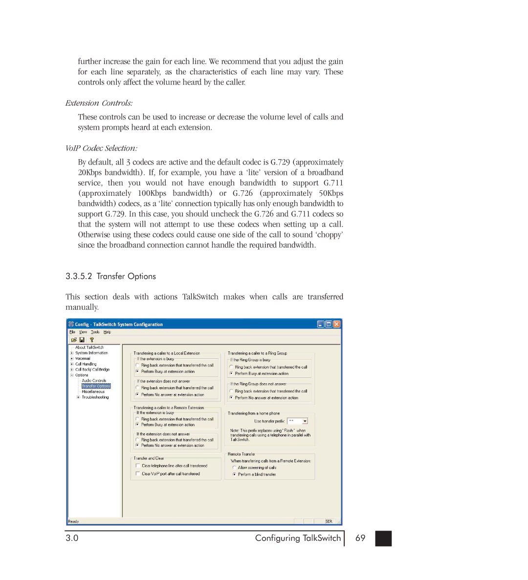 Talkswitch 48-CVA manual Extension Controls, VoIP Codec Selection 