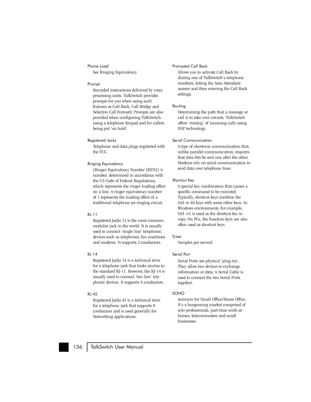 Talkswitch 48 user manual 136 