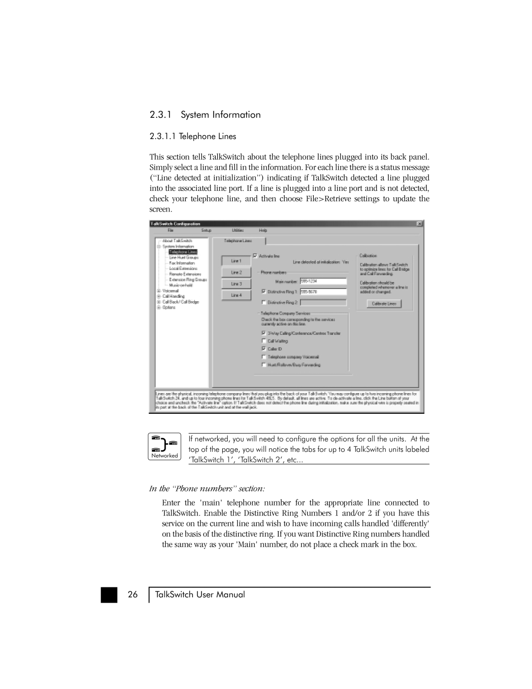 Talkswitch 48 user manual System Information, Phone numbers section 