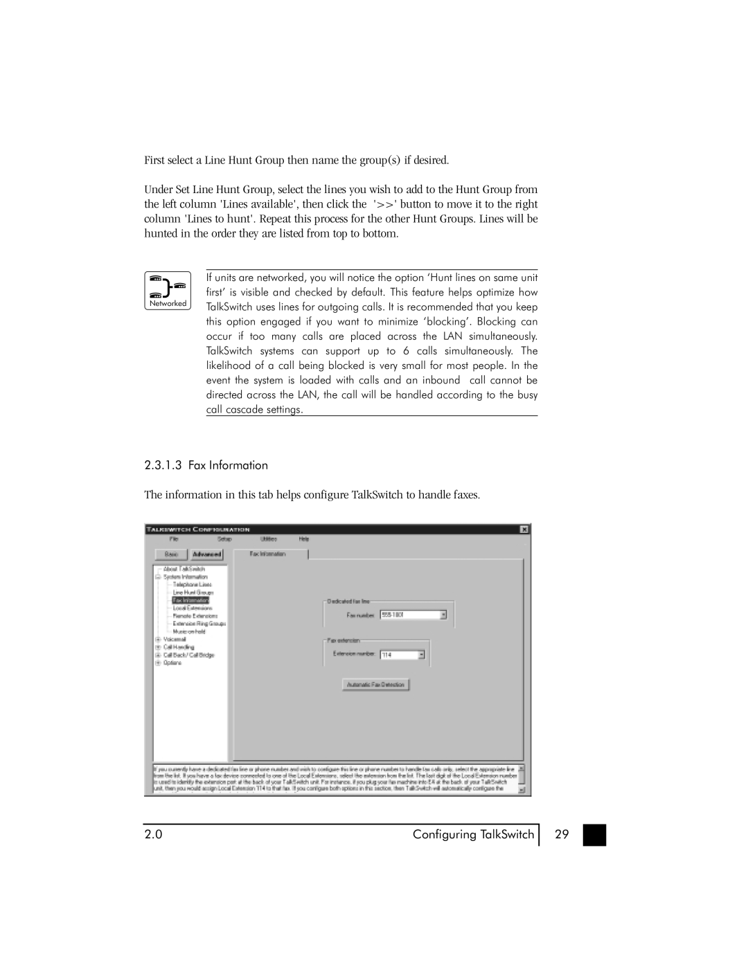 Talkswitch 48 user manual Fax Information 