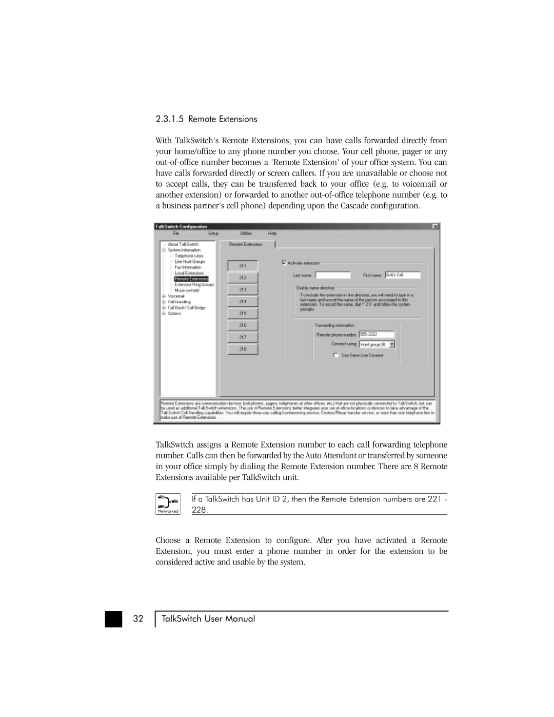 Talkswitch 48 user manual Remote Extensions 