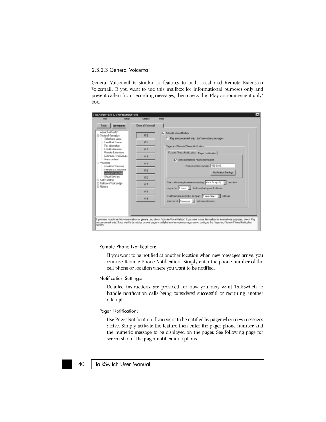 Talkswitch 48 user manual General Voicemail 