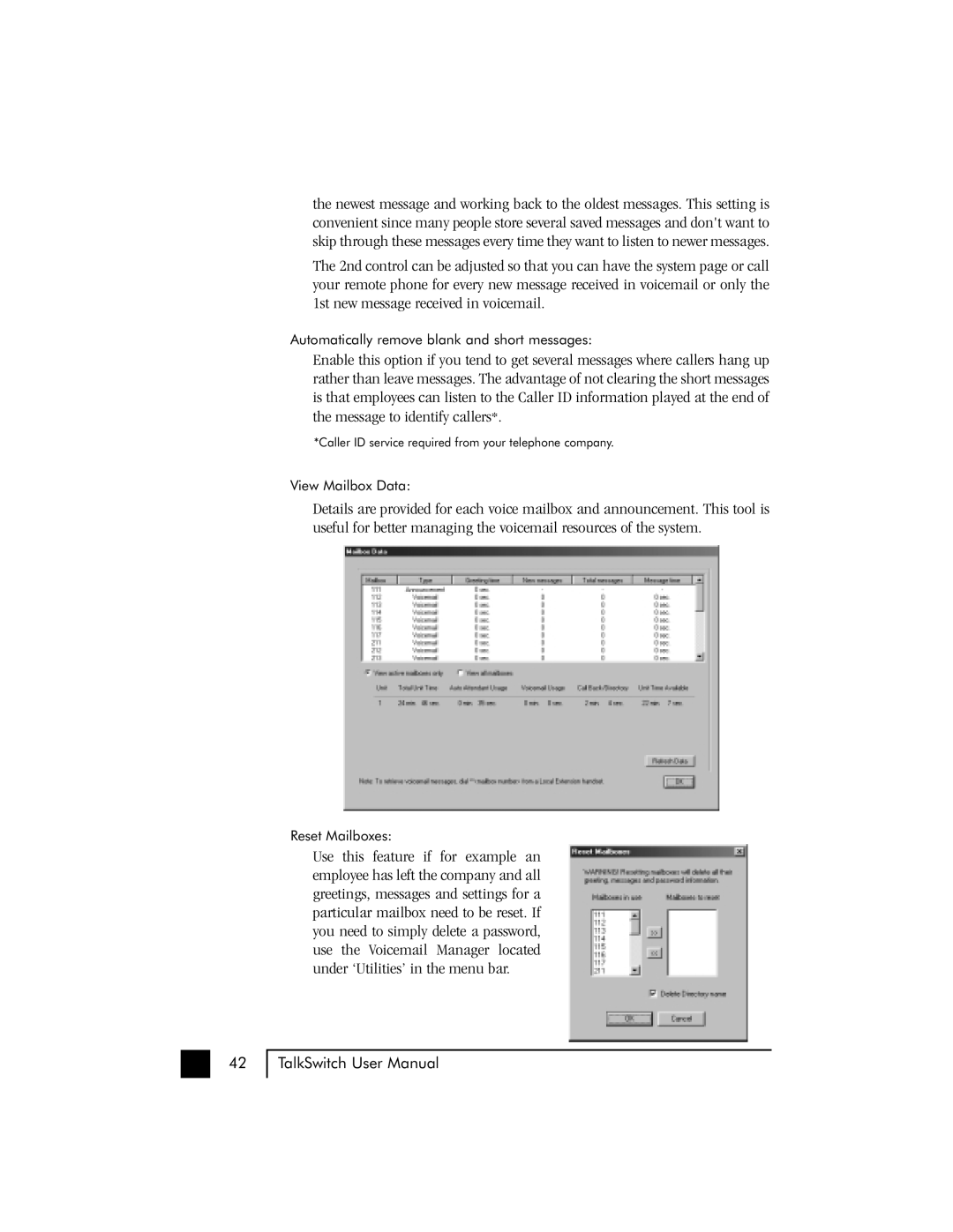 Talkswitch 48 user manual Automatically remove blank and short messages 