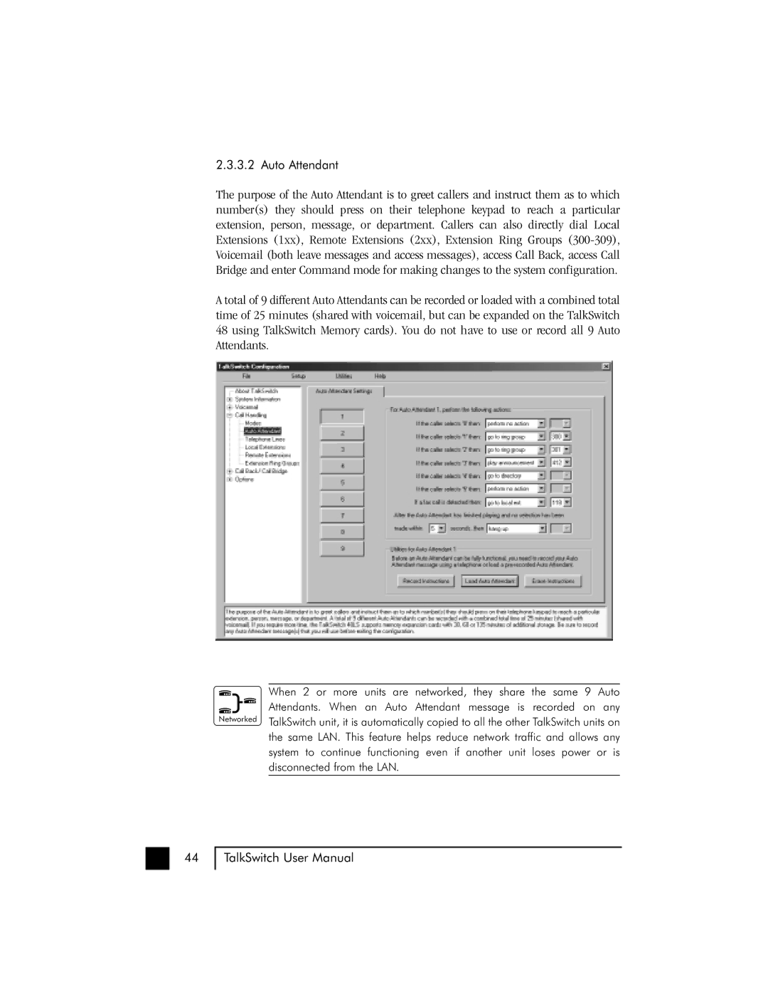 Talkswitch 48 user manual Auto Attendant 