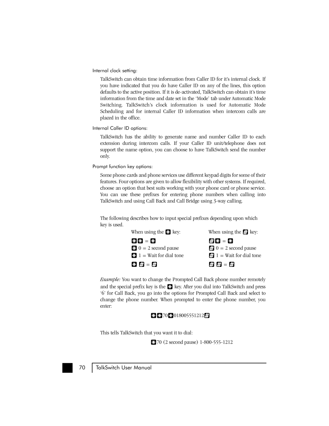 Talkswitch 48 user manual Internal clock setting 