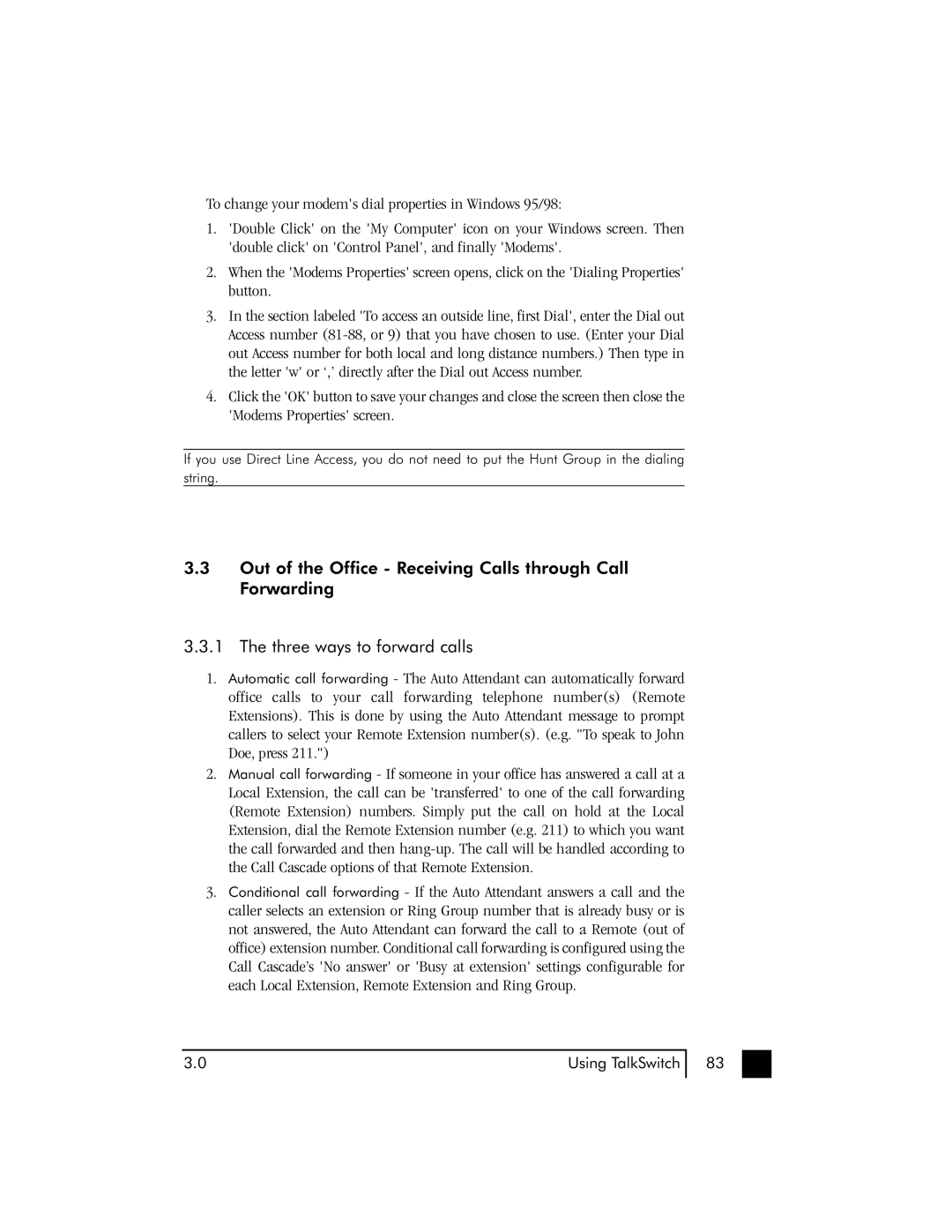 Talkswitch 48 user manual Using TalkSwitch 