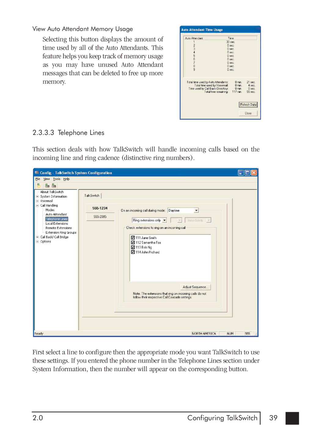 Talkswitch CTTS001021001 manual View Auto Attendant Memory Usage 