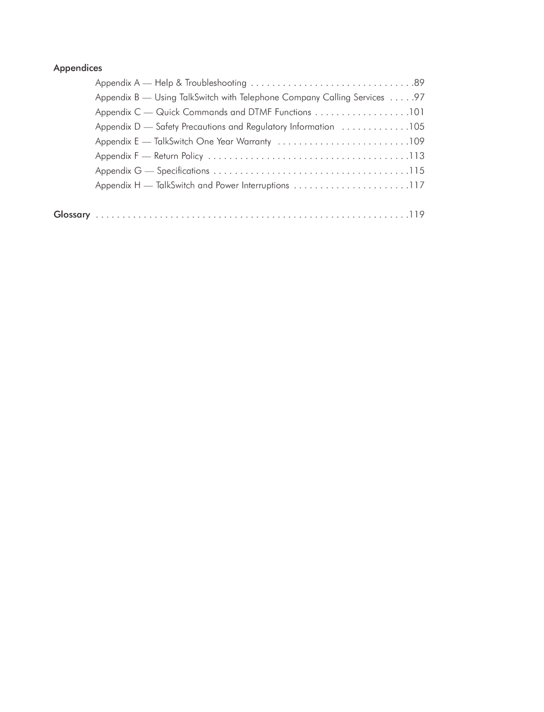 Talkswitch CTTS001021001 manual Glossary 