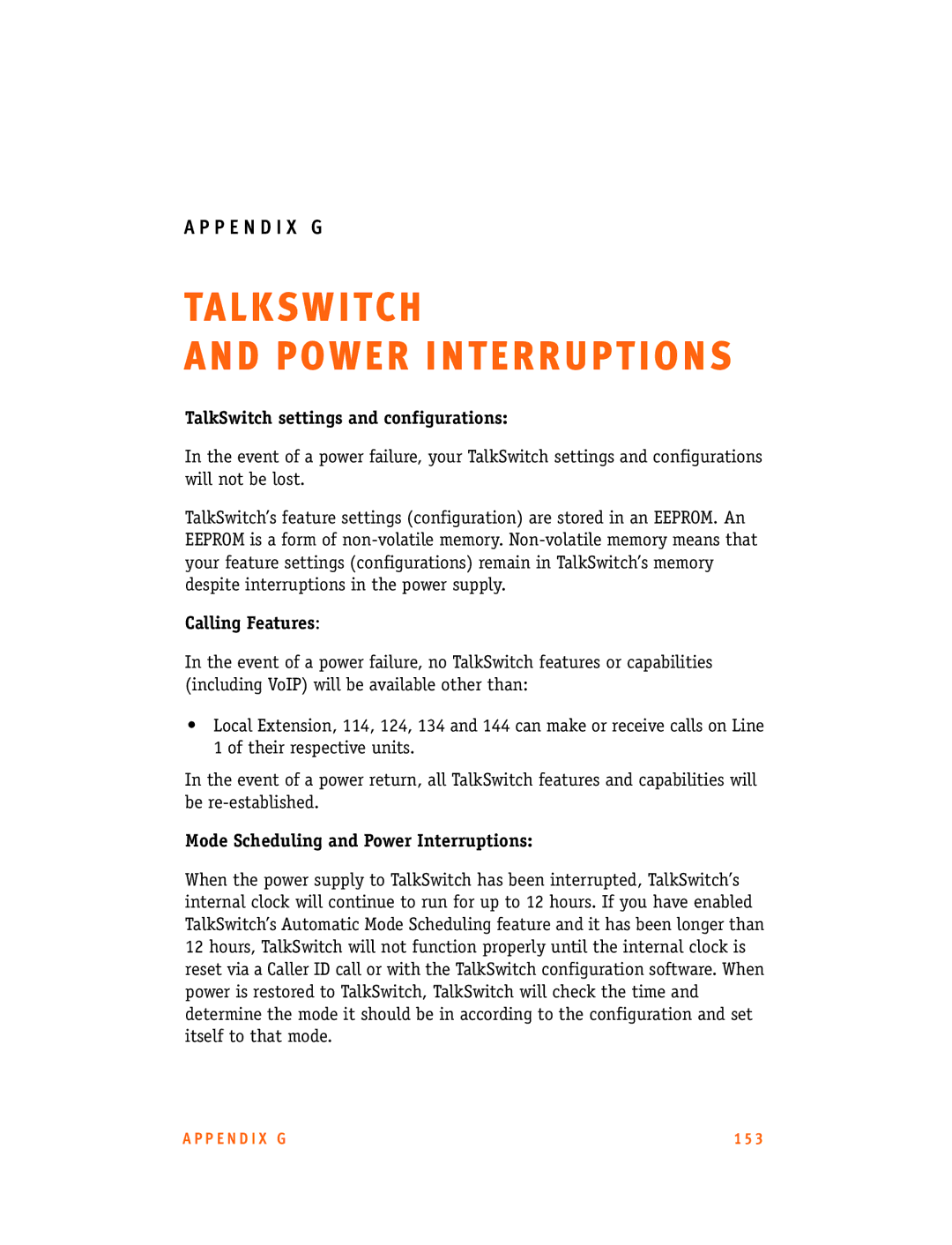 Talkswitch CT.TS005.001101.UK manual TalkSwitch settings and configurations, Calling Features 