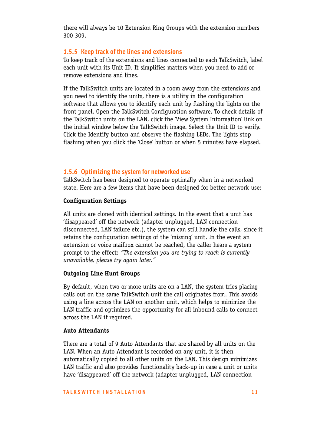Talkswitch CT.TS005.001101.UK manual Keep track of the lines and extensions, Optimizing the system for networked use 