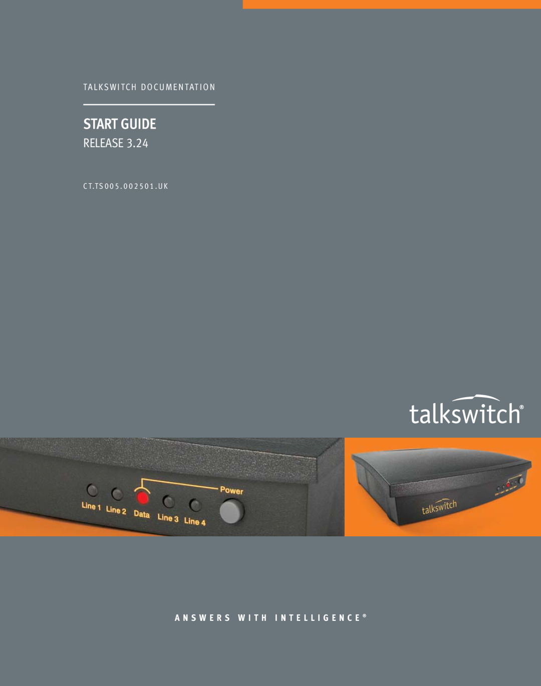 Talkswitch CT.TS005.002501.UK manual Start Guide, Release, T A L K S W I T C H D O C U M E N T At I O N 