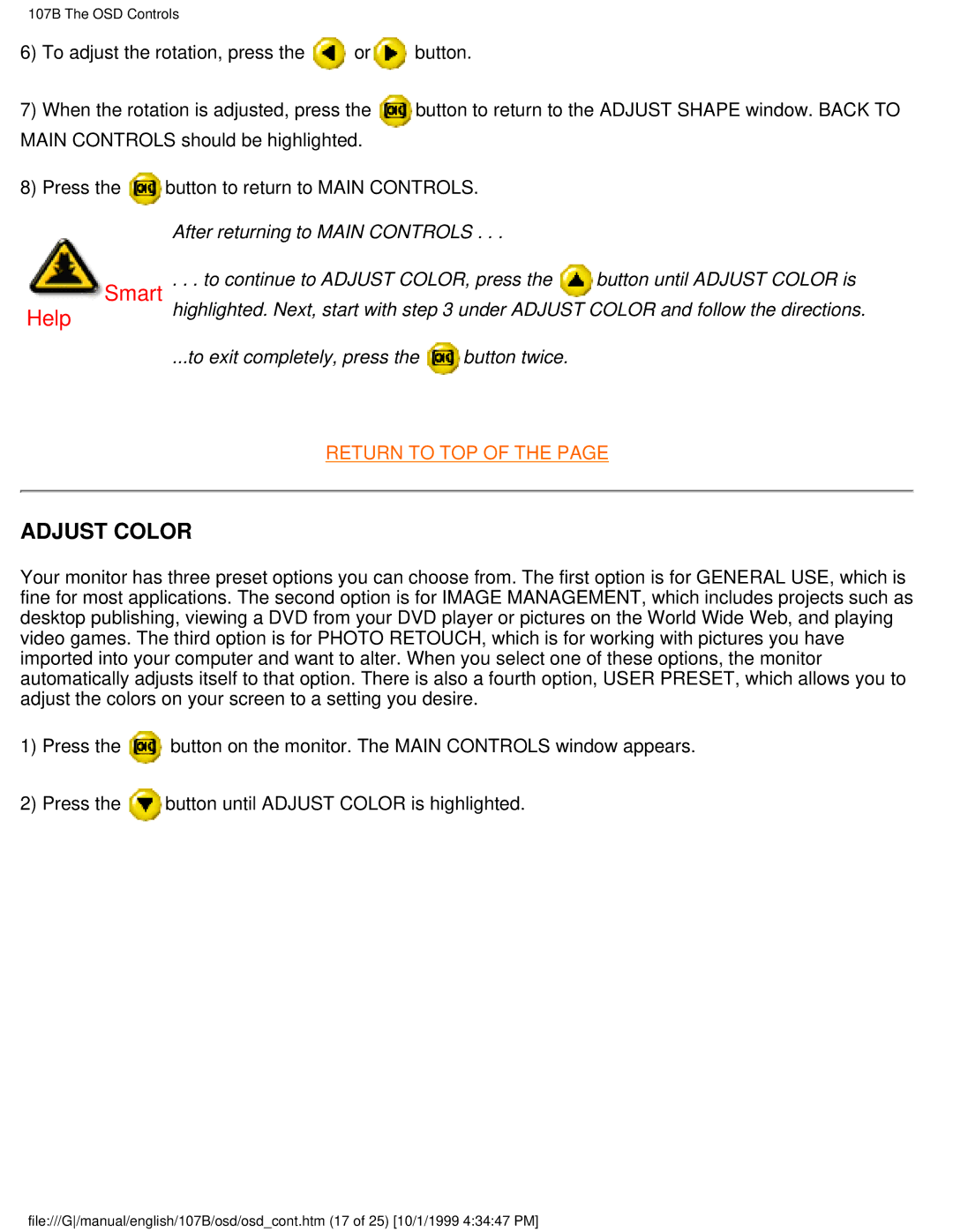 Tally Genicom 107B user manual Adjust Color 