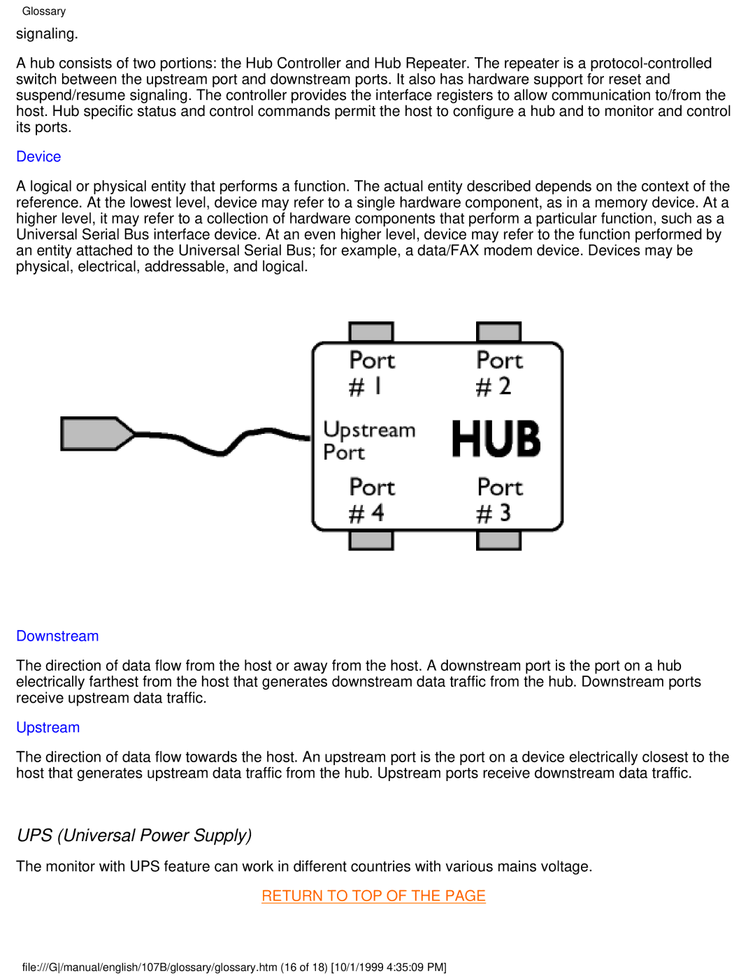 Tally Genicom 107B user manual UPS Universal Power Supply, Device 