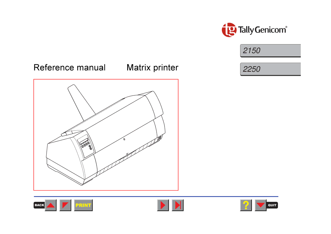 Tally Genicom 2150, 2250 manual Reference manual Matrix printer 