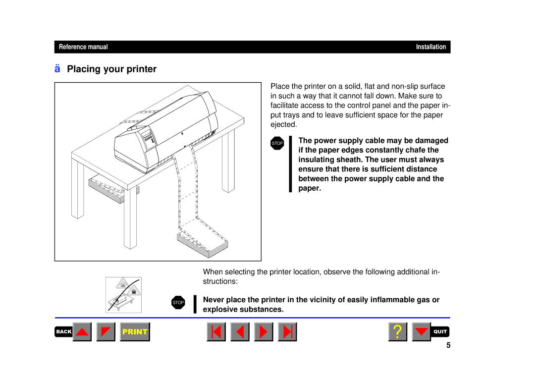 Tally Genicom 2150, 2250 manual Placing your printer 