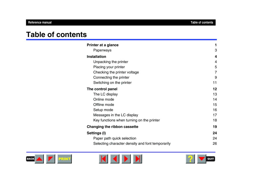 Tally Genicom 2250, 2150 manual Table of contents 