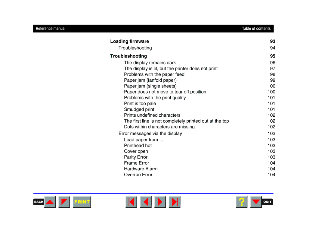 Tally Genicom 2150, 2250 manual Loading firmware, Troubleshooting 