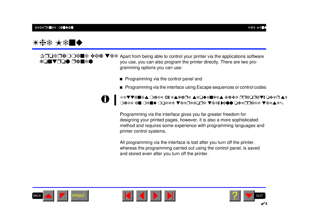 Tally Genicom 2250, 2150 manual Menu, Programming via the control panel 