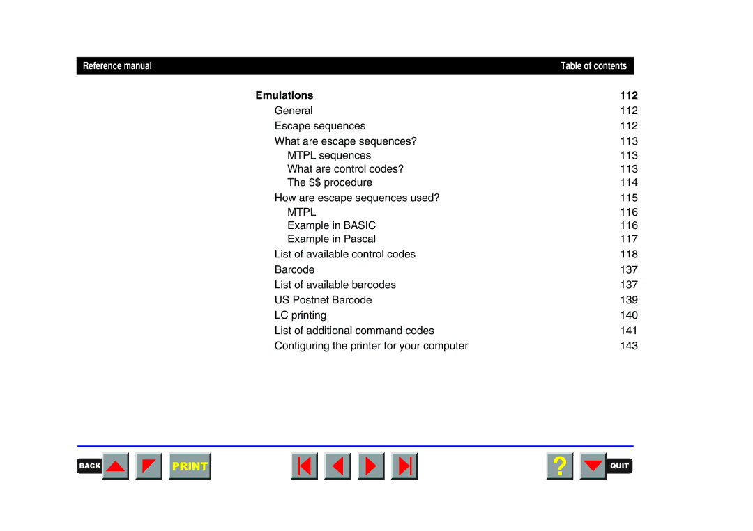 Tally Genicom 2150, 2250 manual Emulations 112, Mtpl 