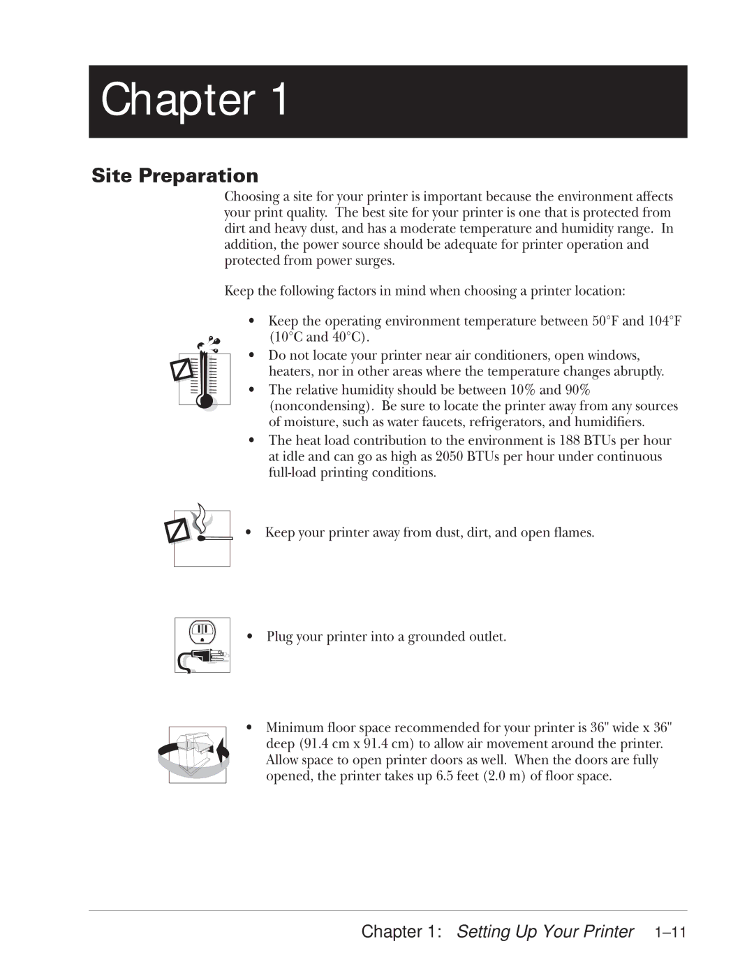 Tally Genicom 2900 manual Site Preparation, Setting Up Your Printer 