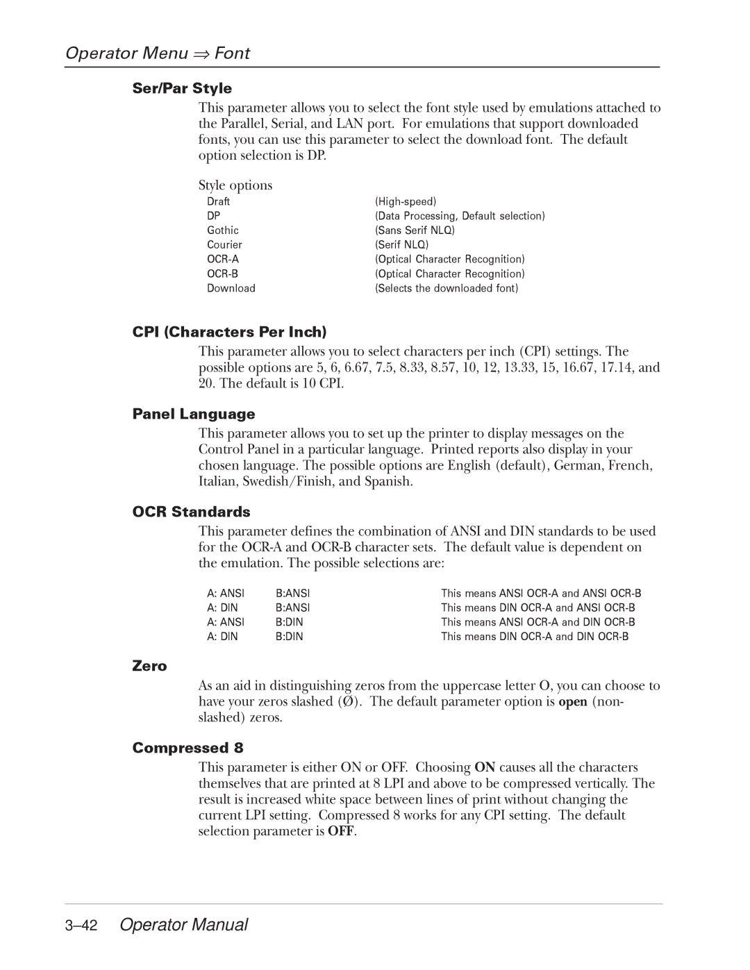 Tally Genicom 2900 manual 42Operator Manual 