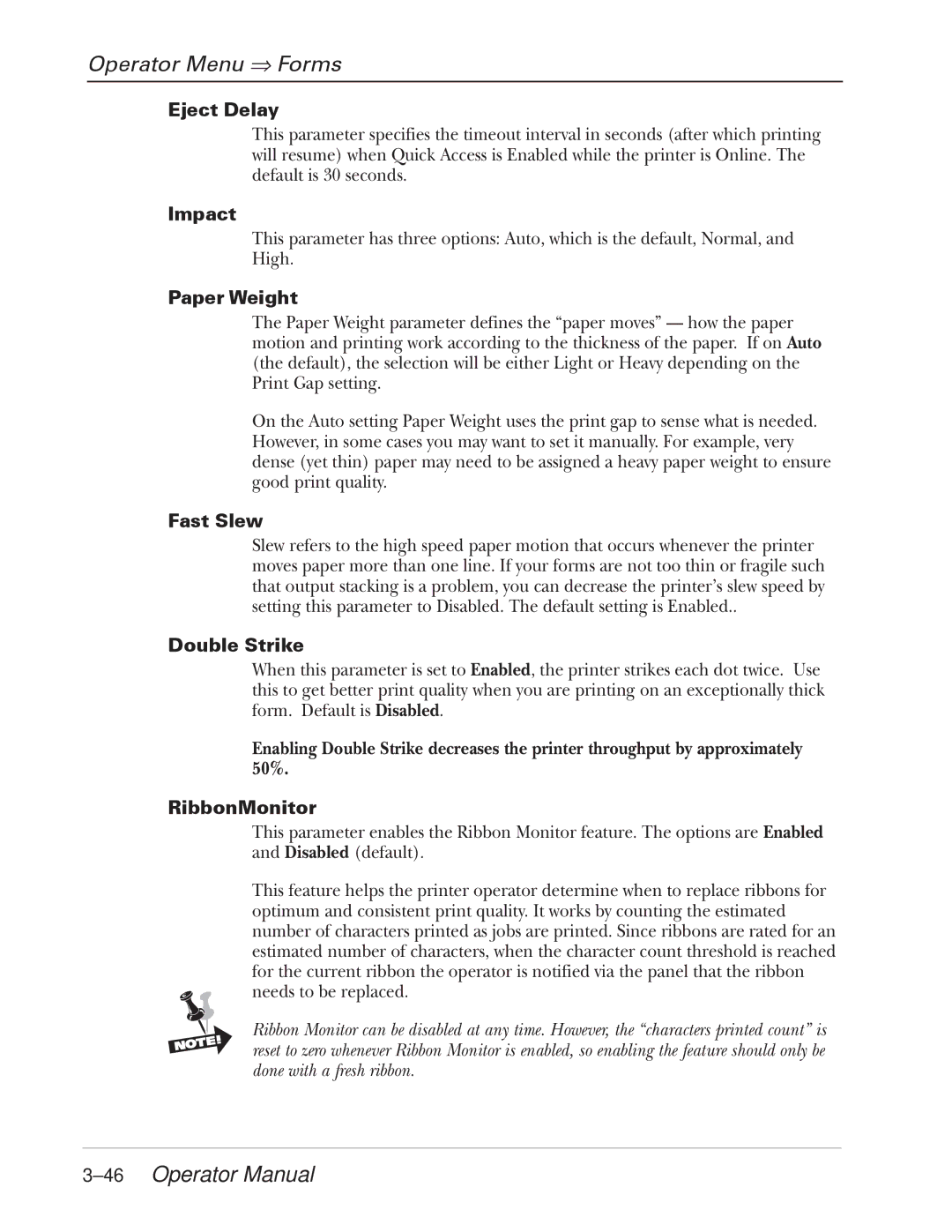 Tally Genicom 2900 manual 46Operator Manual 