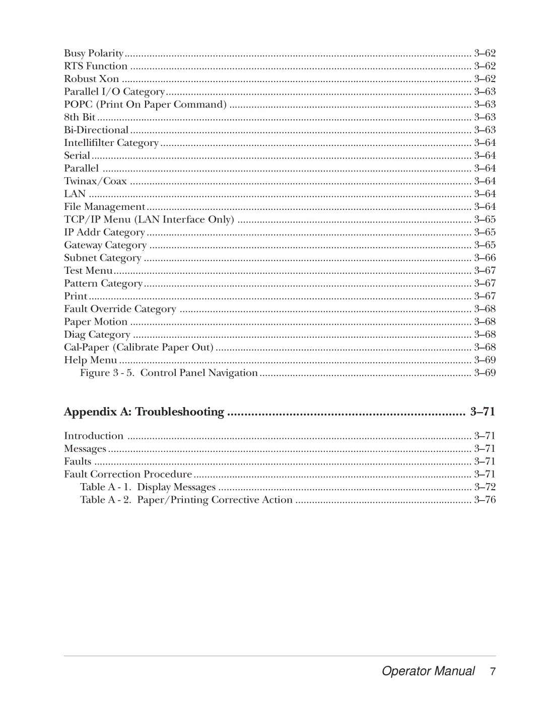 Tally Genicom 2900 manual Appendix a Troubleshooting 