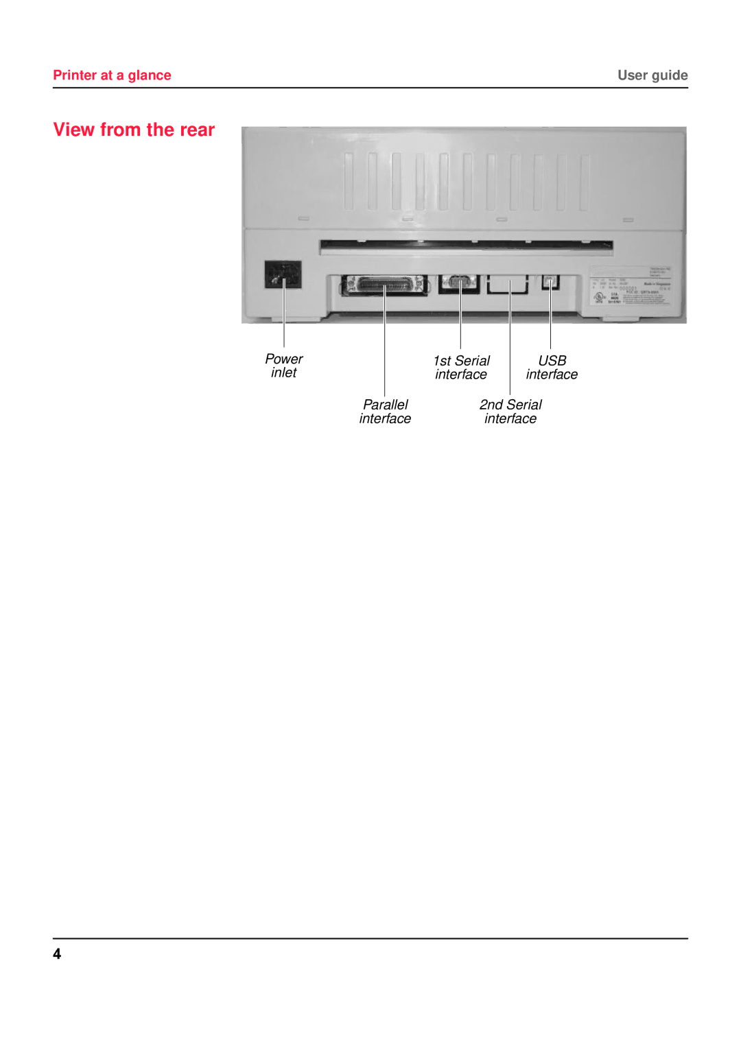 Tally Genicom 5040 manual View from the rear 