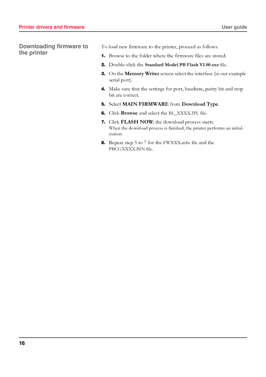 Tally Genicom 5040 manual Downloading firmware to the printer, Select Main Firmware from Download Type 