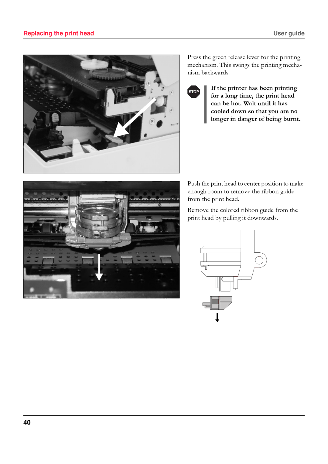 Tally Genicom 5040 manual Replacing the print head 