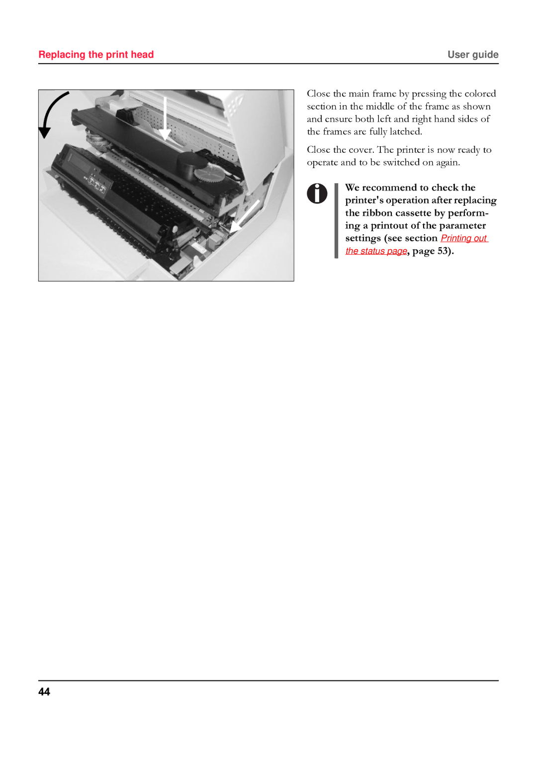 Tally Genicom 5040 manual Status page 