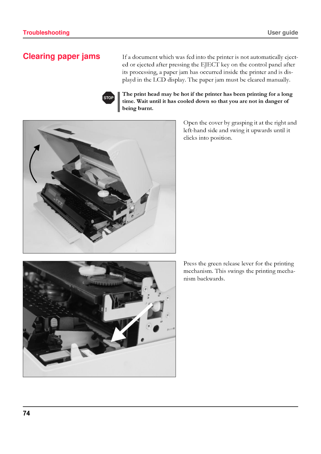 Tally Genicom 5040 manual Clearing paper jams 