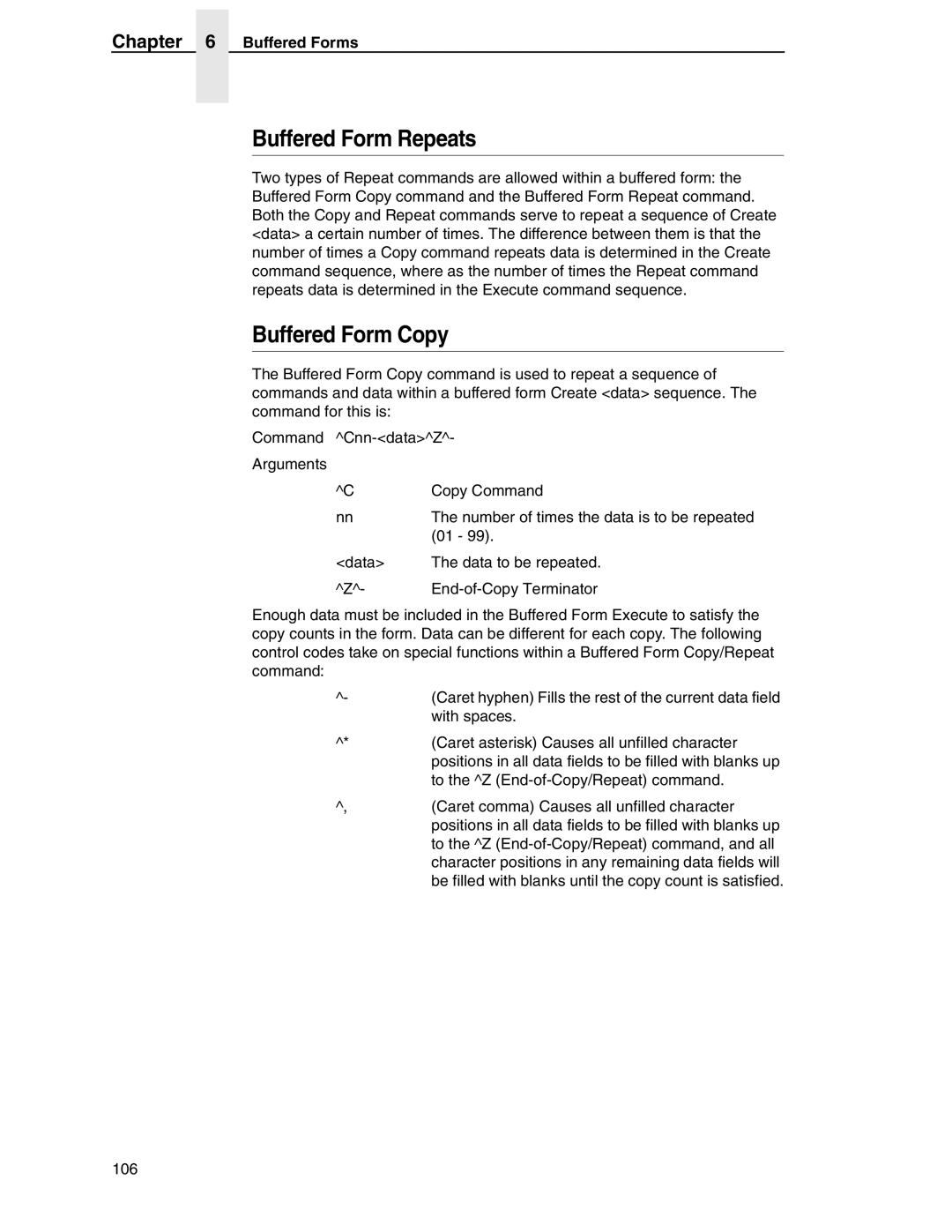 Tally Genicom 6600 manual Buffered Form Repeats, Buffered Form Copy 