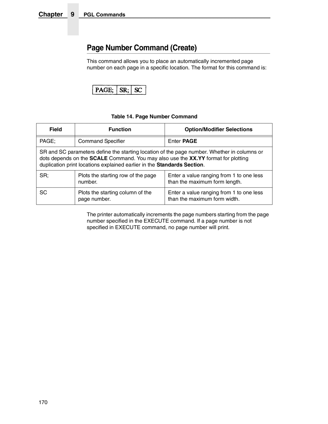 Tally Genicom 6600 manual Number Command Create, PGL Commands 