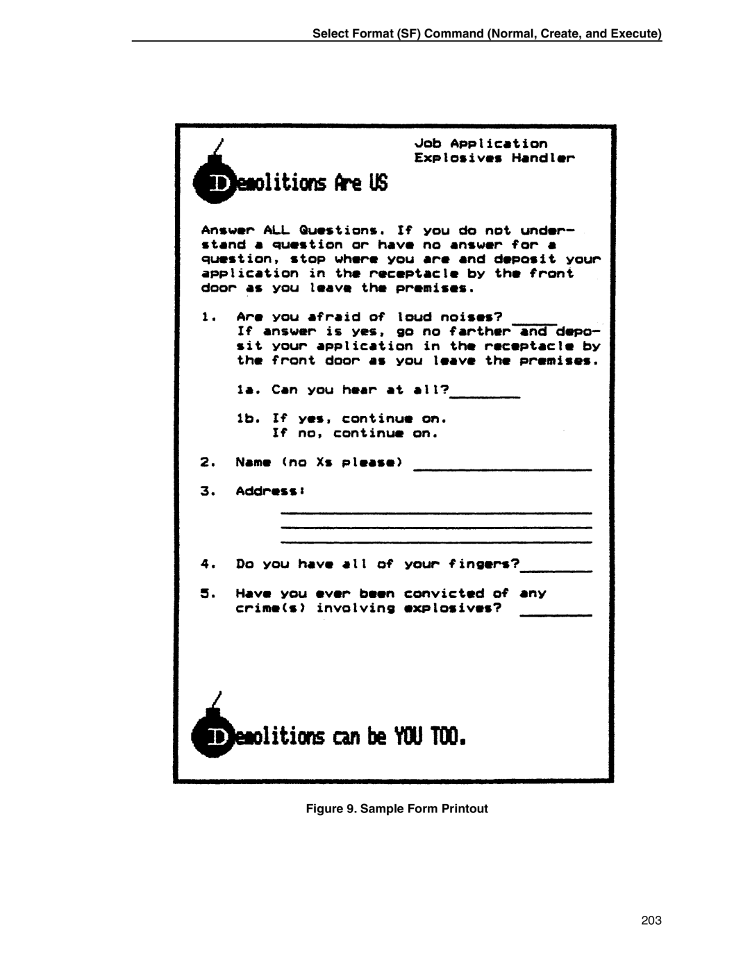 Tally Genicom 6600 manual Sample Form Printout 