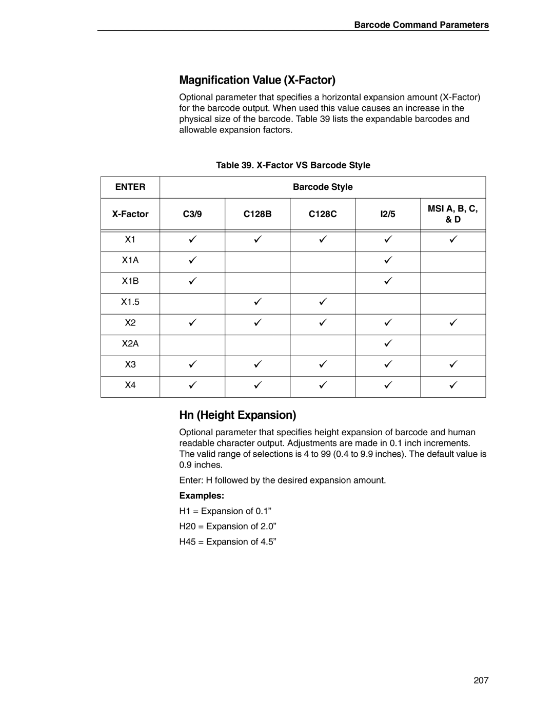 Tally Genicom 6600 manual Magnification Value X-Factor, Hn Height Expansion 