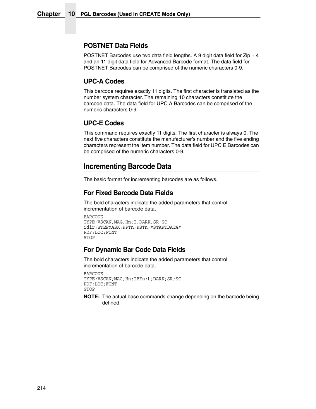 Tally Genicom 6600 manual Incrementing Barcode Data 