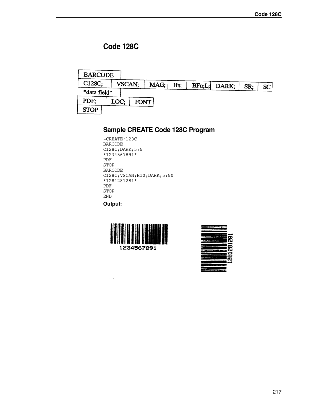 Tally Genicom 6600 manual Sample Create Code 128C Program 