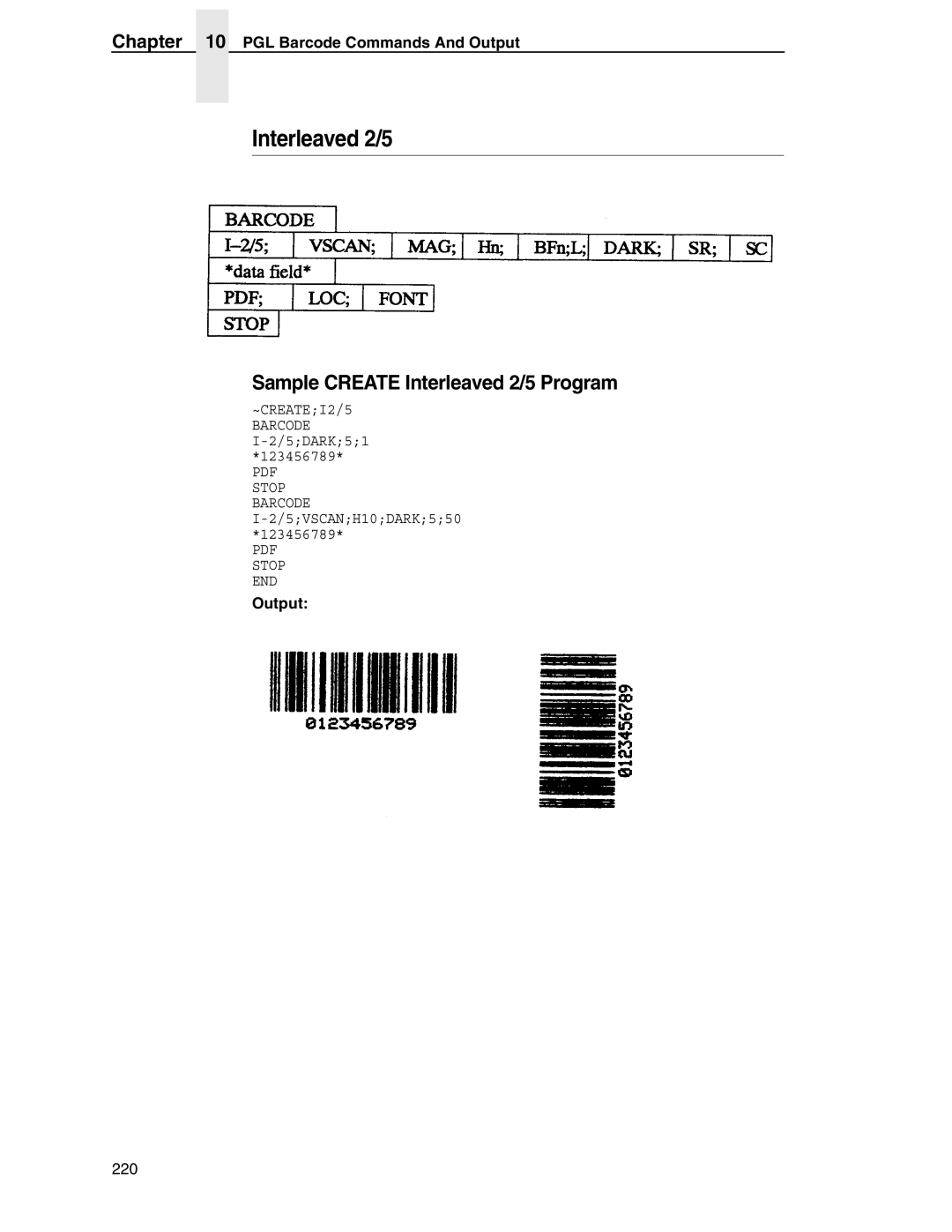 Tally Genicom 6600 manual Sample Create Interleaved 2/5 Program 