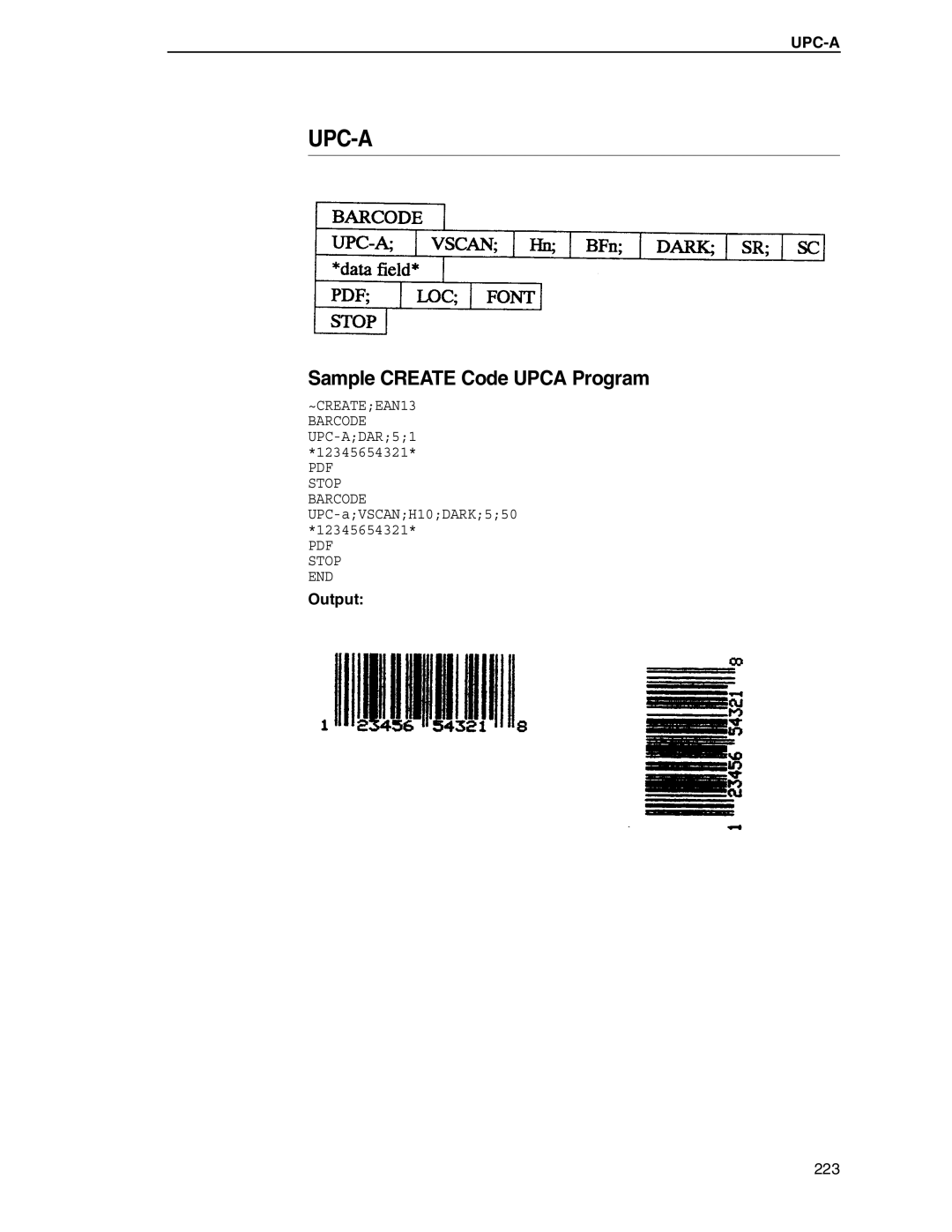 Tally Genicom 6600 manual Upc-A, Sample Create Code Upca Program 