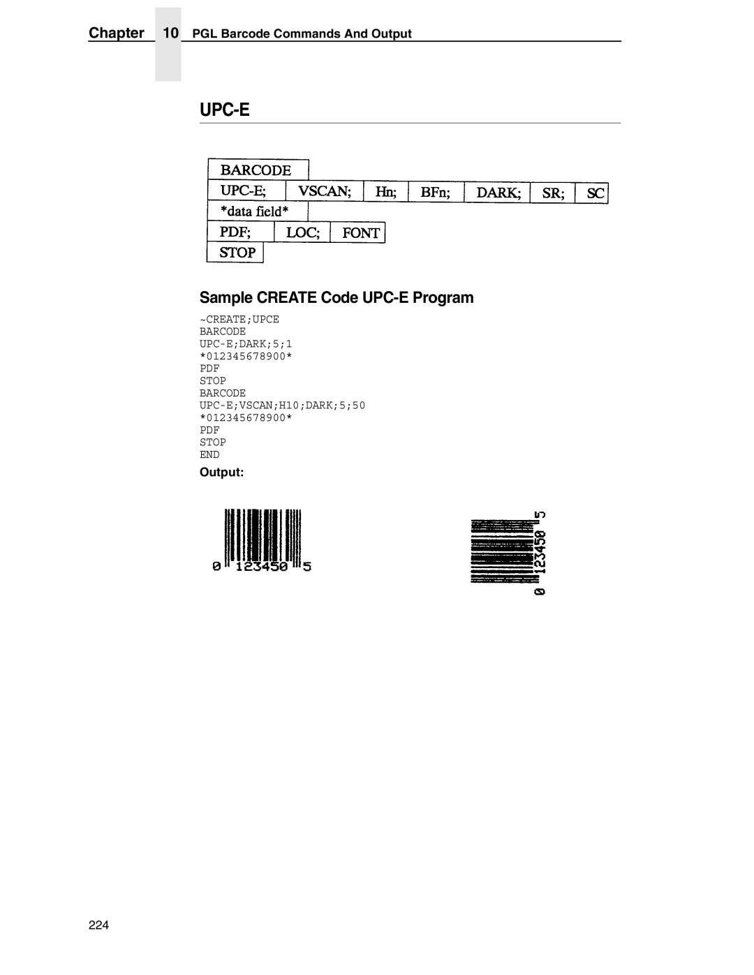 Tally Genicom 6600 manual Upc-E, Sample Create Code UPC-E Program 